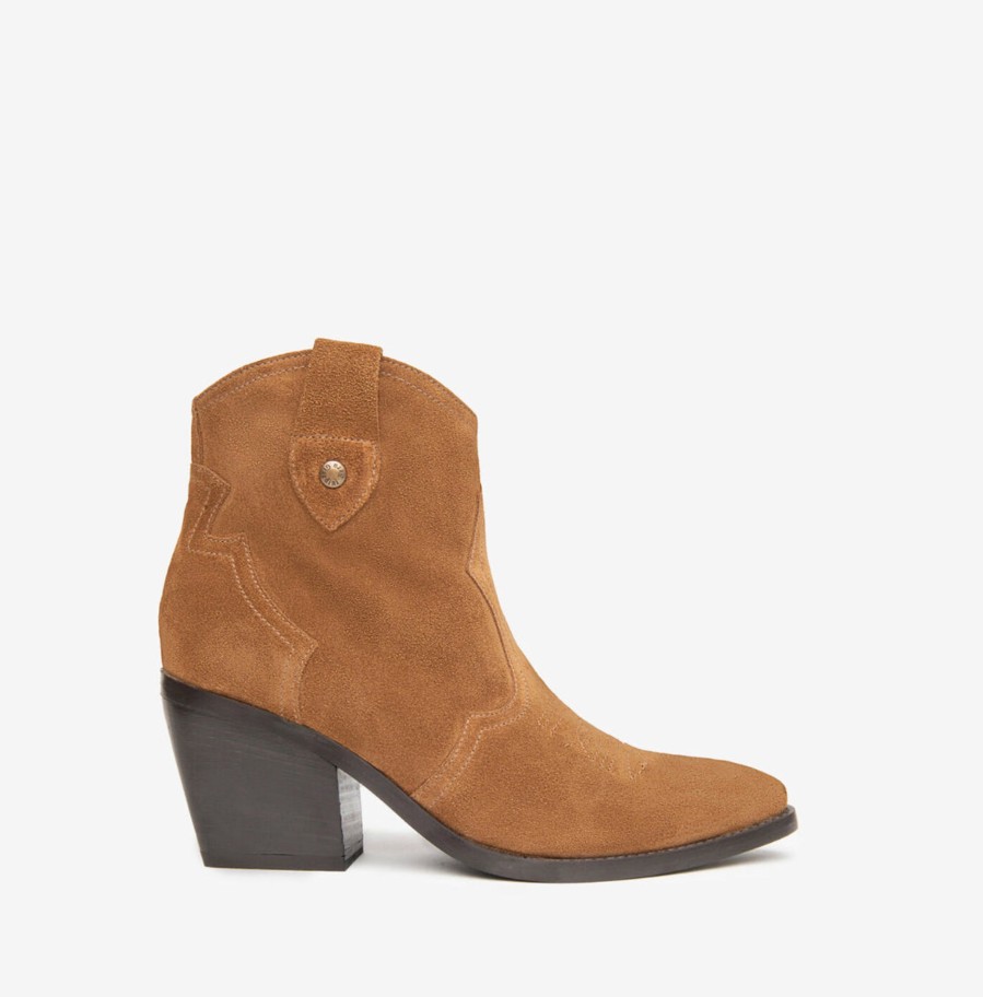 Footwear NeroGiardini Shoe Boots | Nerogiardini - I013270D Tan Leather Suede Cowboy Boot