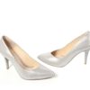 Footwear Emis | Emis - Silver Glitz Leather Court Shoe