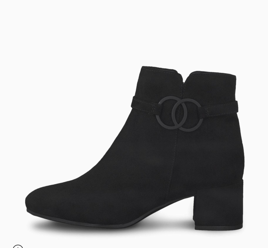 Footwear Tamaris Ankle Boots | Tamaris - 25374 Black Suede Buckle Ankle Boot