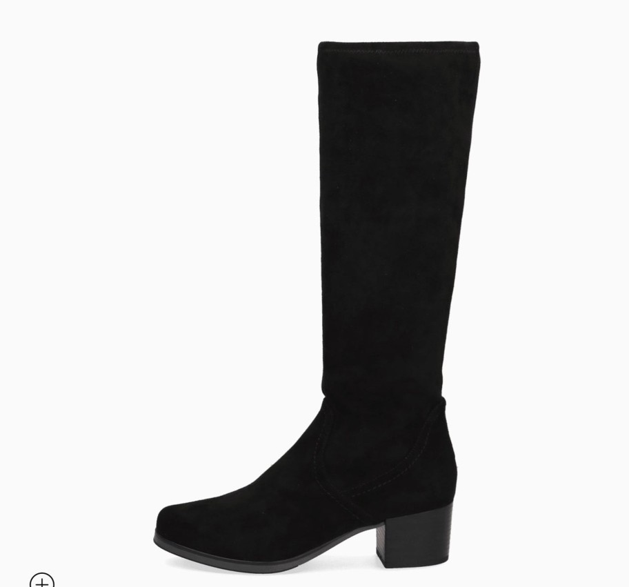 Footwear Caprice Knee High Boots | Caprice - 25506 Black Stretch Boot With A Med Heel