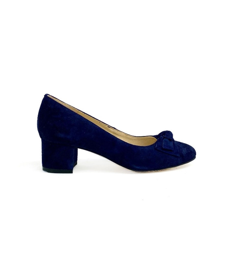 Footwear Rachel's | Rachel'S - Navy Suede Block Heel Court