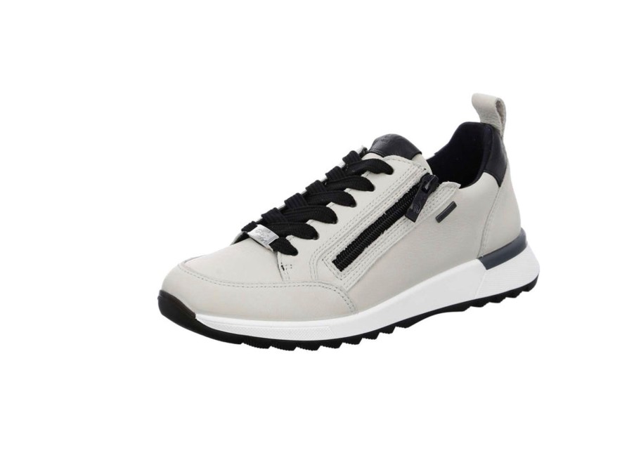 Footwear Ara | Ara - Cream Goretex Trainer With A Zip