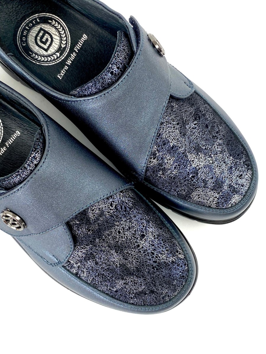 Footwear G Comfort | G Comfort - P-8261 Navy Shimmer Velcro Extra Wide