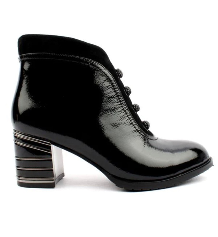 Footwear Loretta Vitale Ankle Boots | Loretta Vitale - M226 Black Patent Ankle Boot