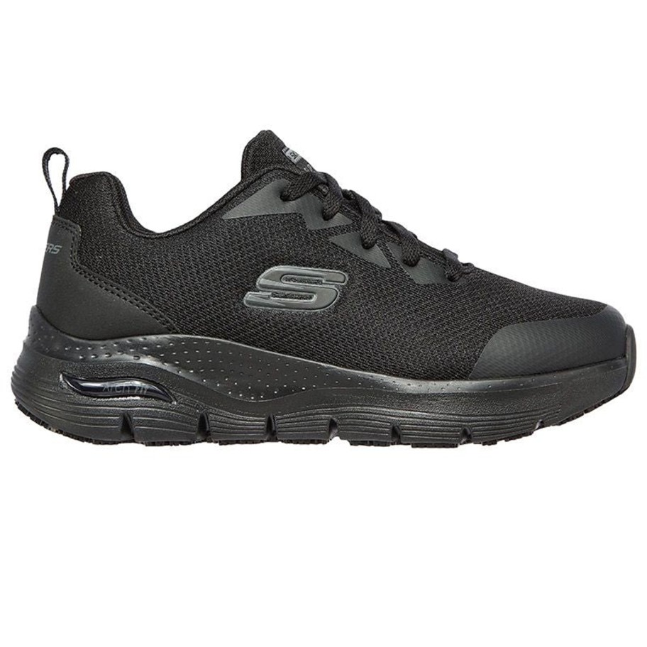 Footwear Skechers | Skechers - Black Work Arch Fit Trainers