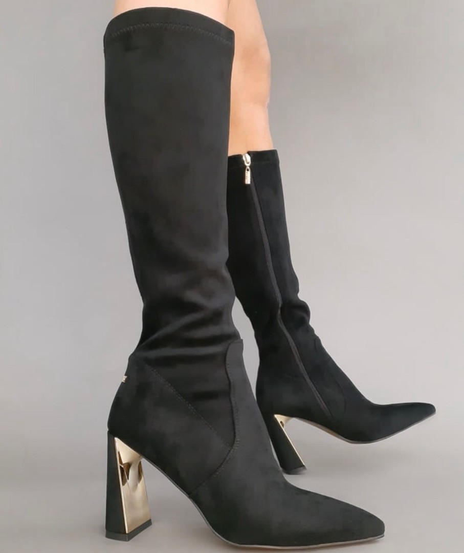 Footwear Kate Appleby | Kate Appleby - Fazeley Black Suede Look Knee High Boot