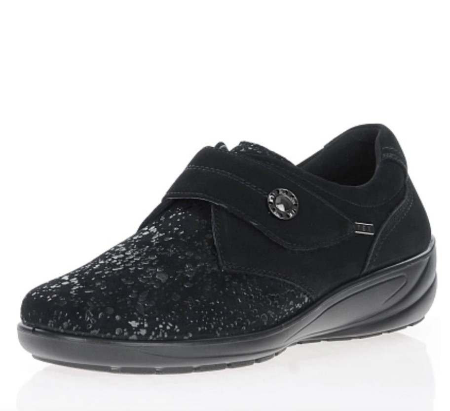 Footwear G Comfort | G Comfort - Black Suede Velcro Waterproof Shoe