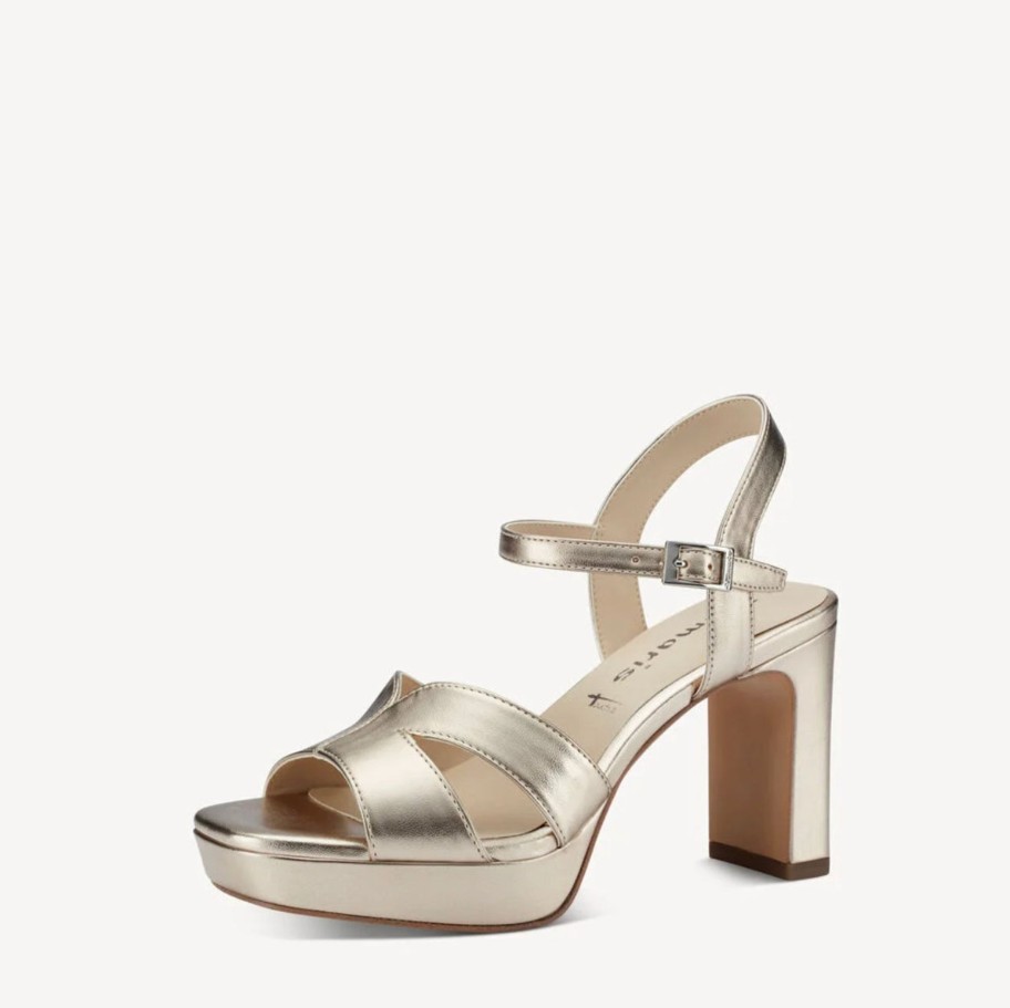 Footwear Tamaris | Tamaris - 28039 Gold Platform Sandal