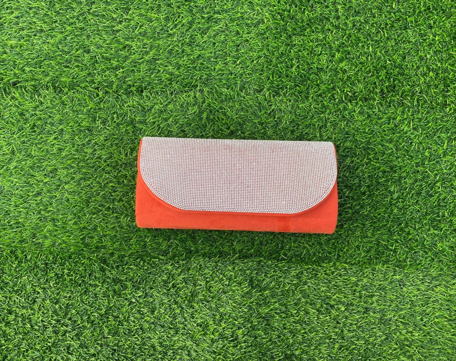 Bags Sorento | Sorento - Orange Diamonte Clutch