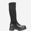 Footwear Paul Green Mid Calf Boots | Paul Green - 8060 Black Stretch Knee High Boot