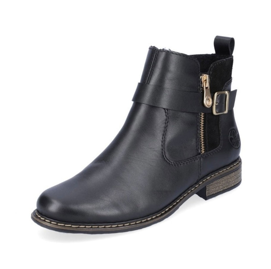 Footwear Rieker Ankle Boots | Rieker - Z4959 Black Zip Ankle Boot