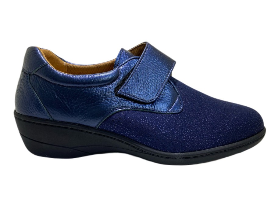 Footwear Softmode | Softmode- Navy Water Resistant Material Shoe [Extra Wide Fit]