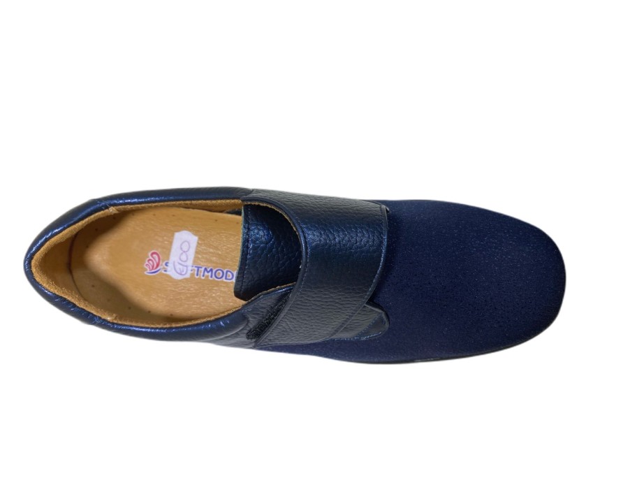 Footwear Softmode | Softmode- Navy Water Resistant Material Shoe [Extra Wide Fit]