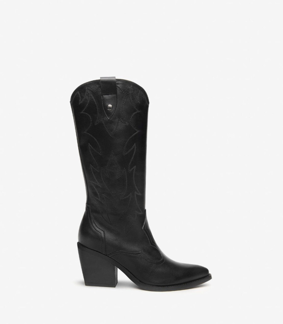 Footwear NeroGiardini Knee High Boots | Nerogiardini - I013274D Black Cowboy Boot