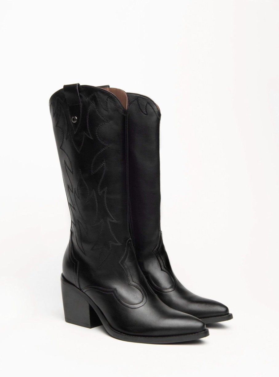 Footwear NeroGiardini Knee High Boots | Nerogiardini - I013274D Black Cowboy Boot