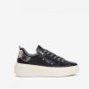 Footwear NeroGiardini | Nerogiardini - I308460D Black And Silver Leather Zip Trainer