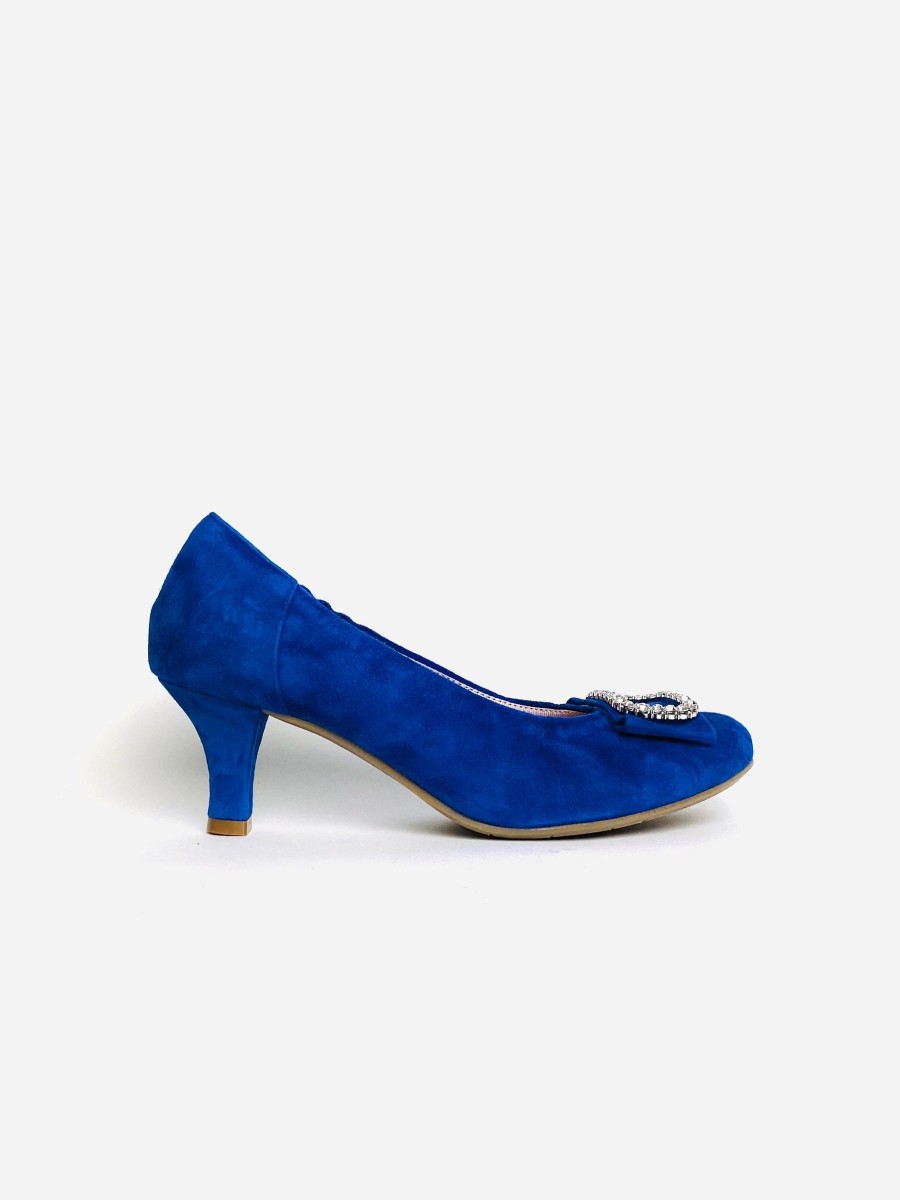 Footwear Le Babe | Le Babe - 3037S3 Blue Diamonte Kitten Heel Court