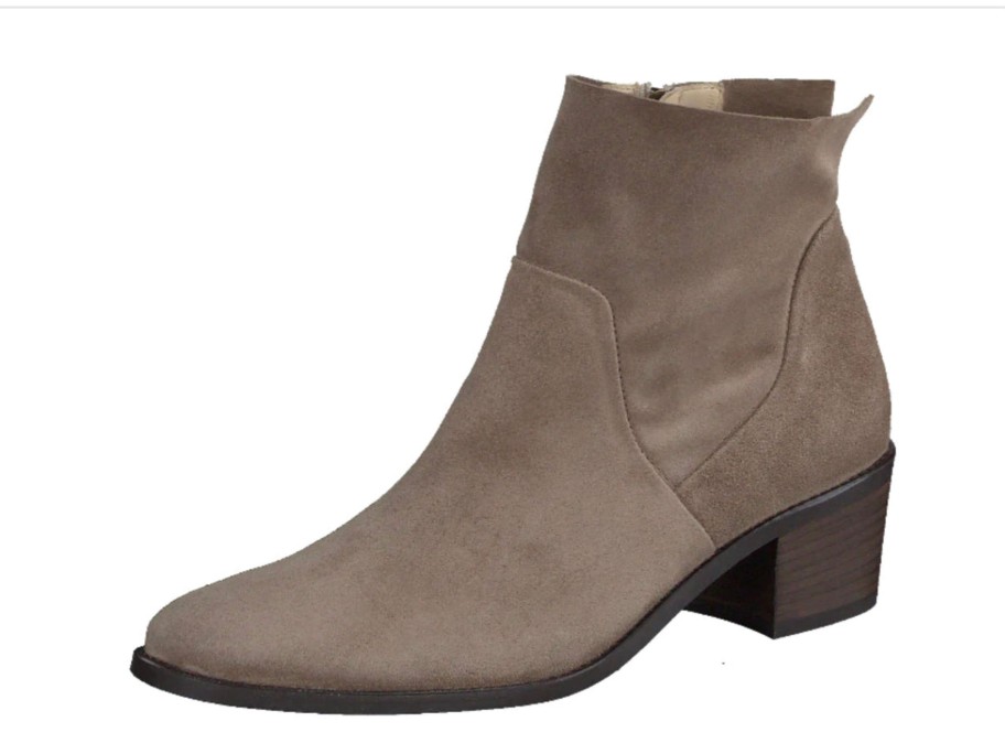 Footwear Paul Green Ankle Boots | Paul Green - 9025 Taupe Suede Ankle Boot