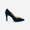 Footwear Rachel's | Rachels - Navy Court Shoe With Embellishment