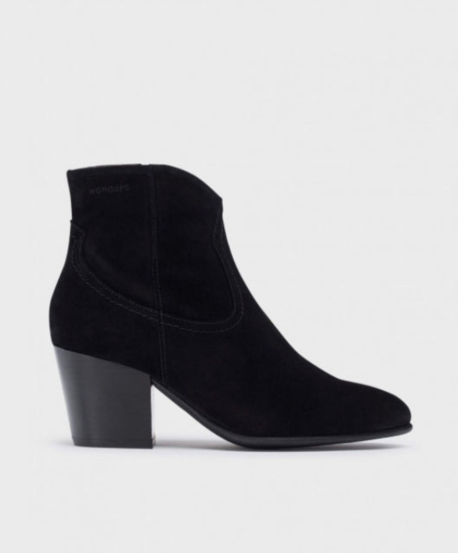 Footwear Wonders Ankle Boots | Wonders - I-8912 Black Cowboy Boots