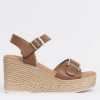 Footwear Oh My Sandals | Oh My Sandals - 5224 Tan Leather Wedge Sandal