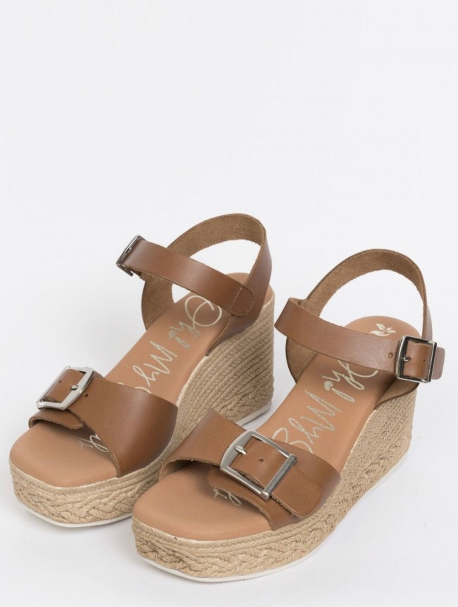 Footwear Oh My Sandals | Oh My Sandals - 5224 Tan Leather Wedge Sandal