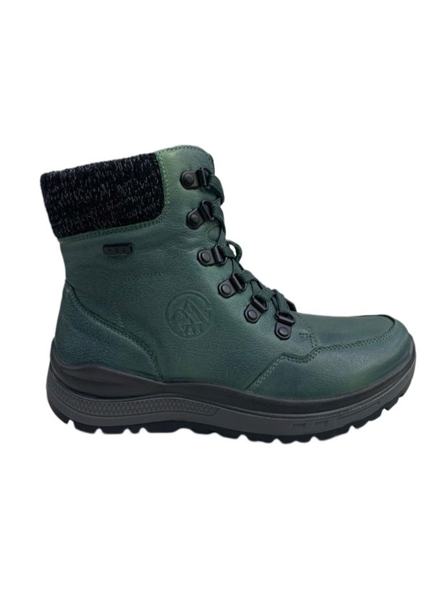 Footwear G Comfort Ankle Boots | G Comfort - Green Leather Waterproof Walking Boot