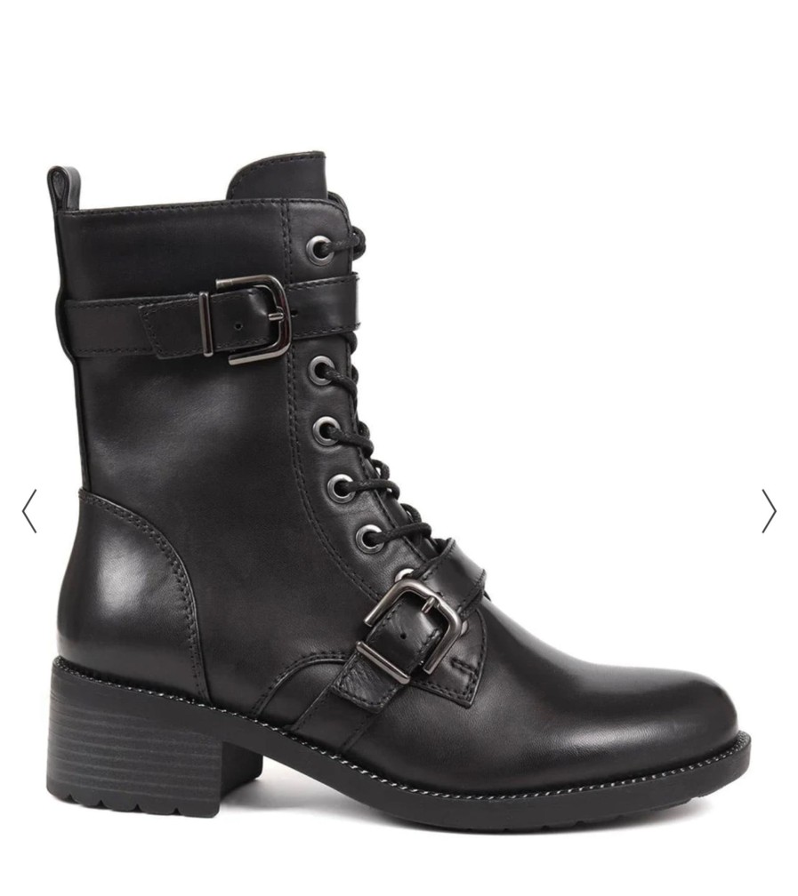 Footwear Regarde Le Ciel Ankle Boots | Regarde Le Ciel - Emily 28 Black 2 Buckle Biker Boot