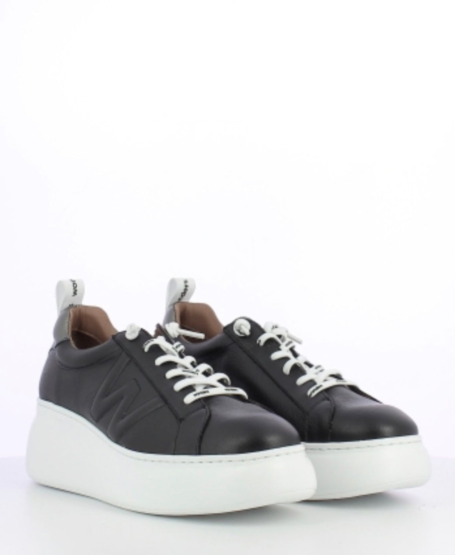 Footwear Wonders | Wonders - A-2632 Black And White Leather Trainer