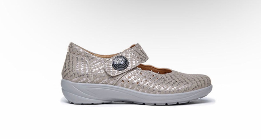 Footwear G Comfort | G Comfort: Gold Snake Velcro Shoe