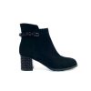 Footwear Loretta Vitale Ankle Boots | Loretta Vitale - F990 Black Suede Embellished Heel Ankle Boot