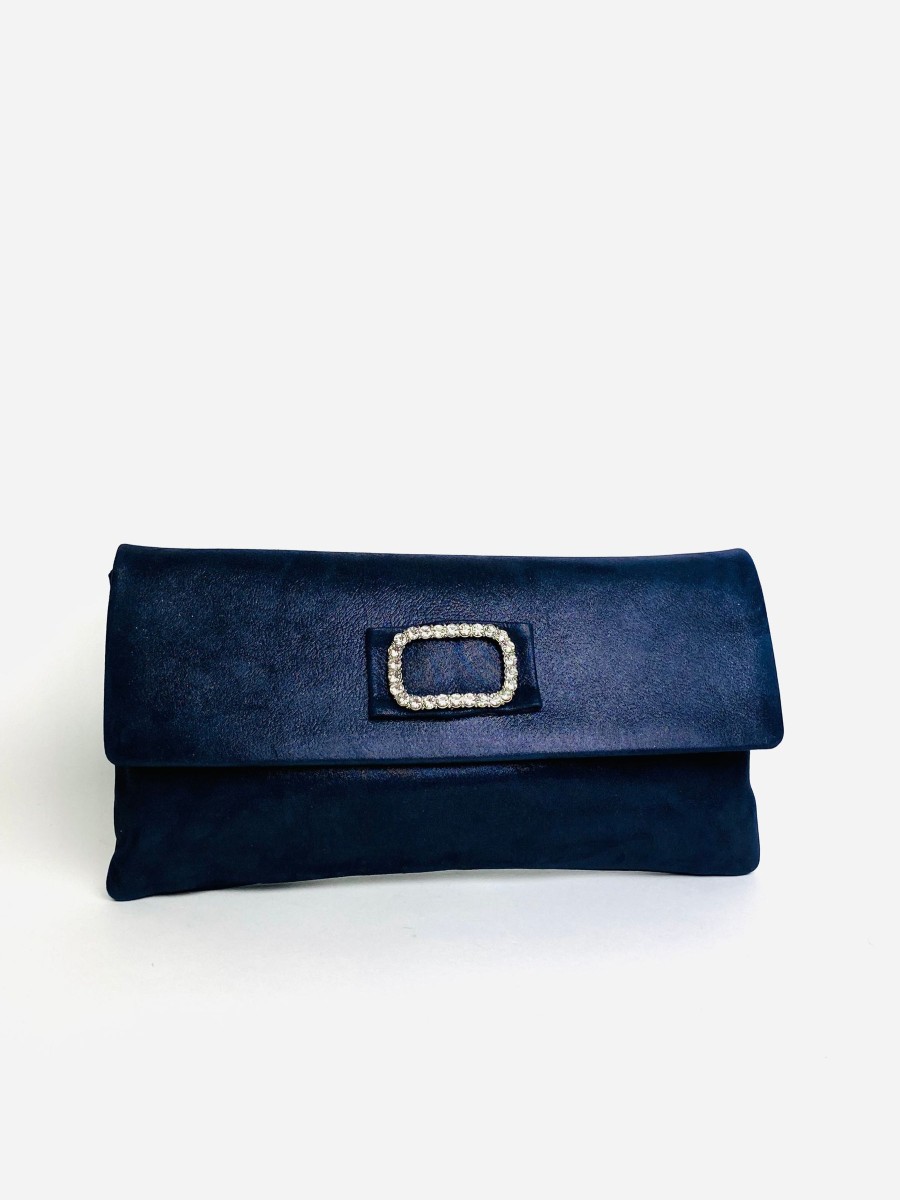 Footwear Le Babe | Le Babe - Bomilly Navy Diamonte Clutch