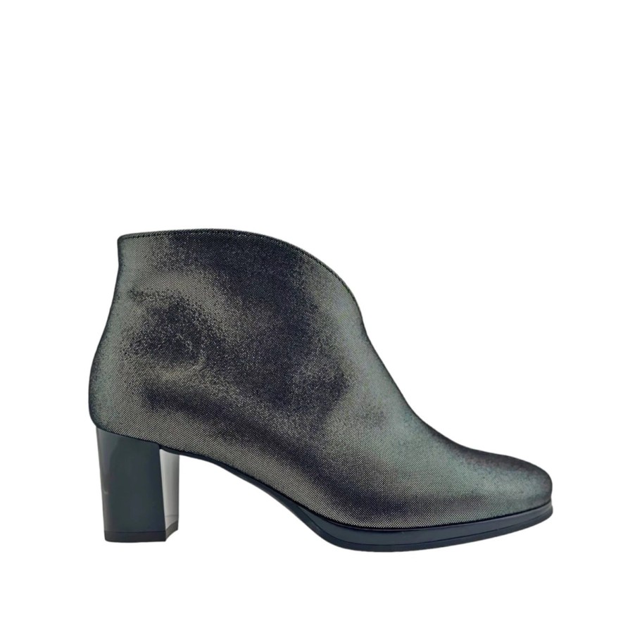 Footwear Ara Shoe Boots | Ara - 23400 Black Shimmer V Ankle Boot