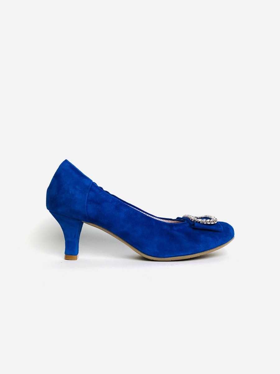 Footwear Le Babe | Le Babe - 3037S3 Blue Diamonte Kitten Heel Court