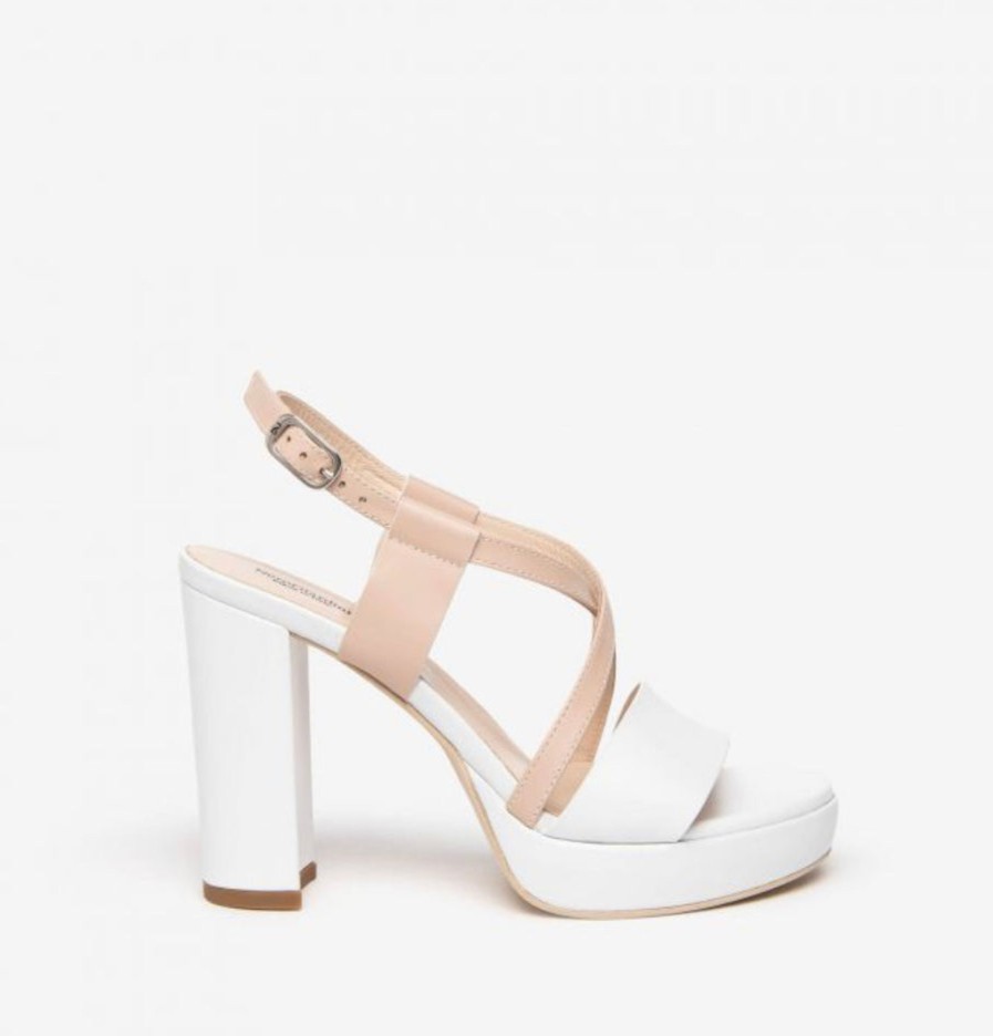 Footwear NeroGiardini | Nerogiardini - E307543D/707 Beige/White Criss Cross Platform