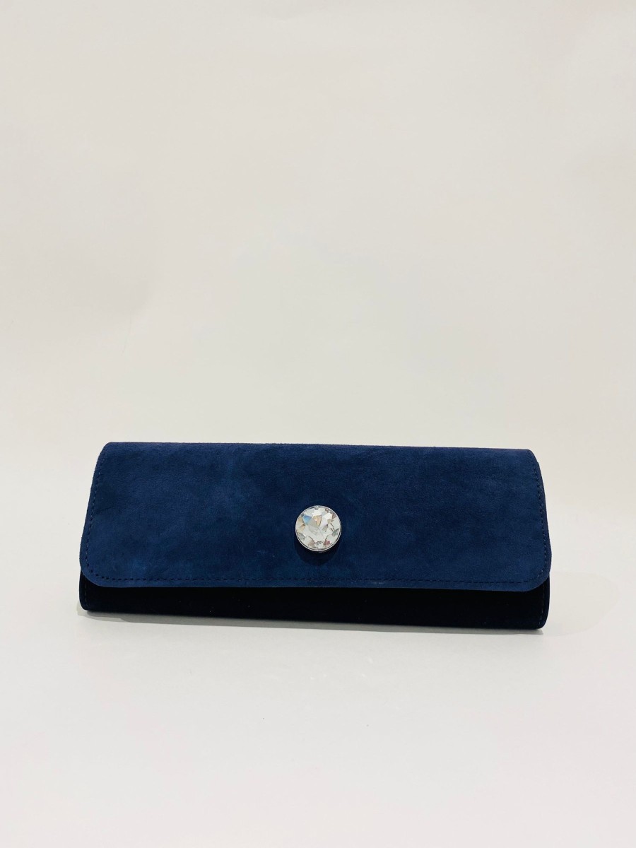 Footwear Rachel's | Rachel'S - Navy Suede Clutch Bag