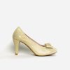 Footwear Le Babe | Le Babe - 1355 Gold Med Heel Court Shoe