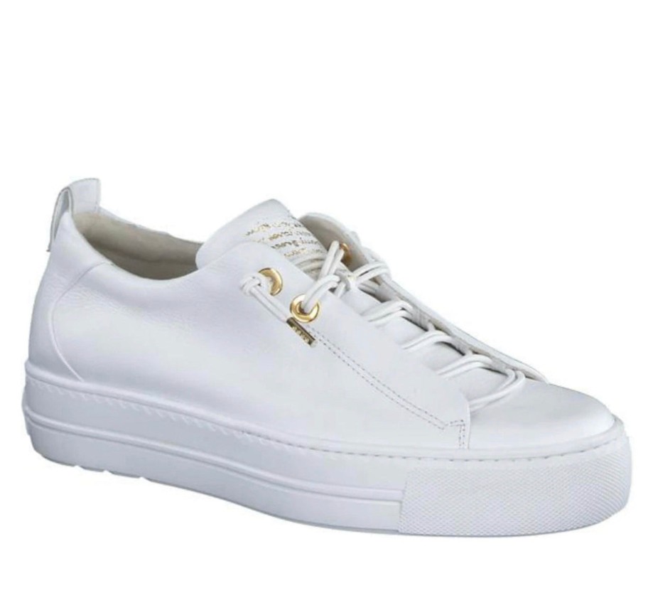 Footwear Paul Green | Paul Green - 5017 White Elastic Slip On Trainer