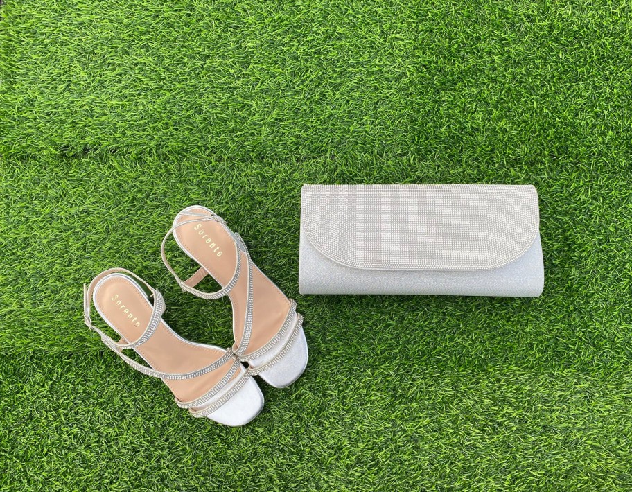 Footwear Sorento | Sorento - Silver Diamonte Clutch