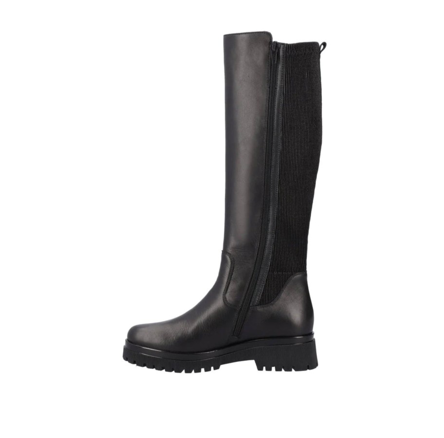 Footwear Remonte Knee High Boots | Remonte - D1B71 Black Stretch Knee High Boot