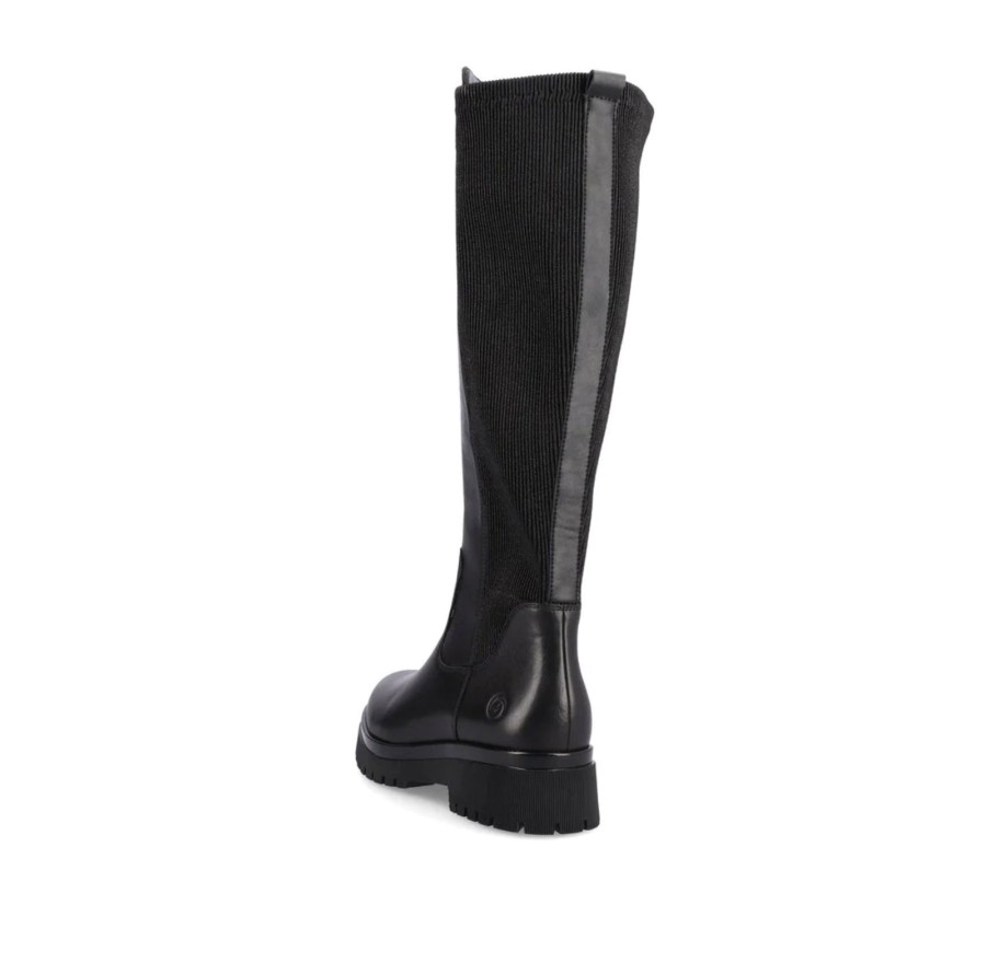 Footwear Remonte Knee High Boots | Remonte - D1B71 Black Stretch Knee High Boot