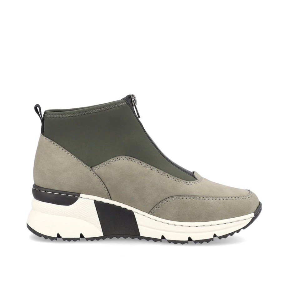 Footwear Rieker Ankle Boots | Rieker - N6352 Green Boot With Front Zip