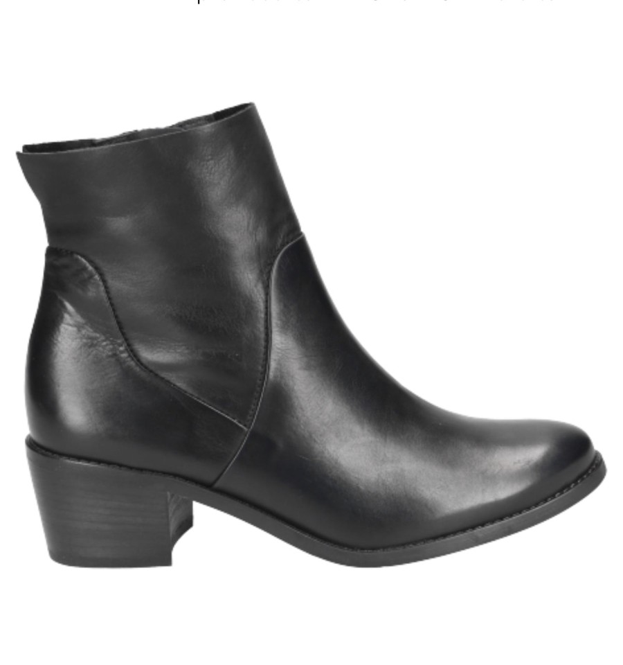 Footwear Paul Green Ankle Boots | Paul Green - Black Leather Ankle Boot