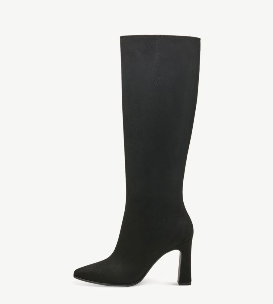 Footwear Tamaris Knee High Boots | Tamaris - 25533 Black Suede Block Heel Boot