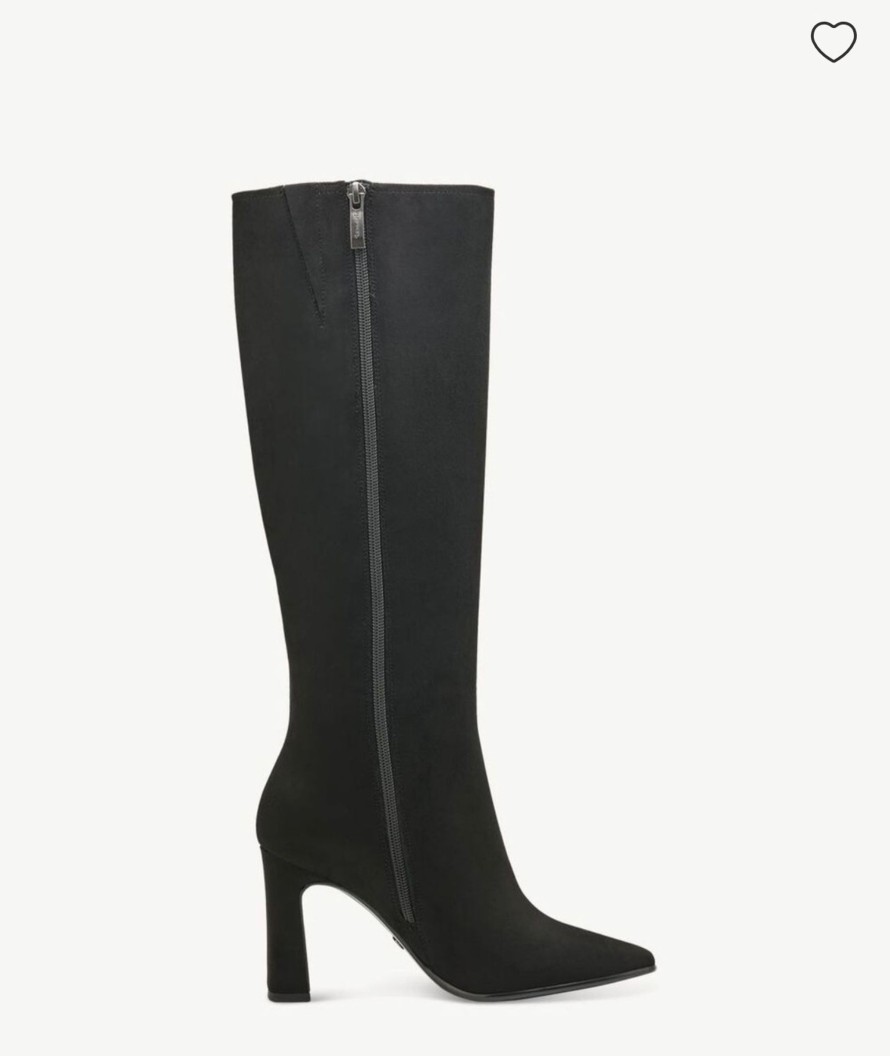 Footwear Tamaris Knee High Boots | Tamaris - 25533 Black Suede Block Heel Boot