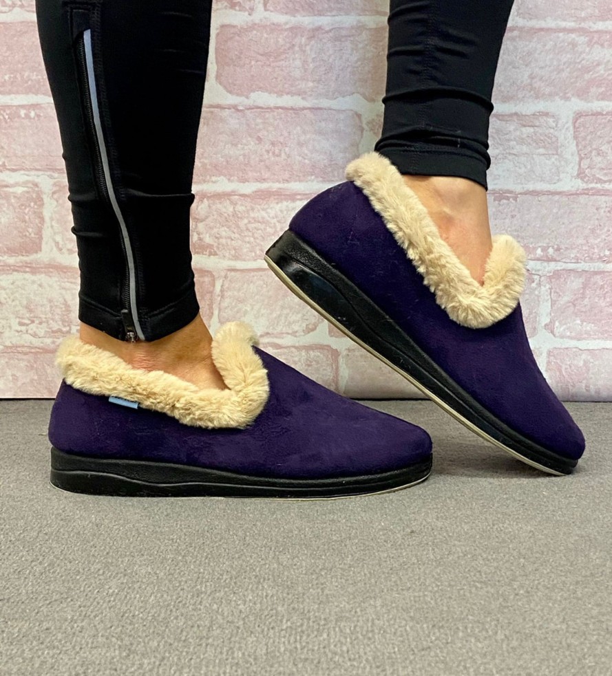 Footwear Cosy Toes | Cosy Toes - Purple Non Slip Slipper