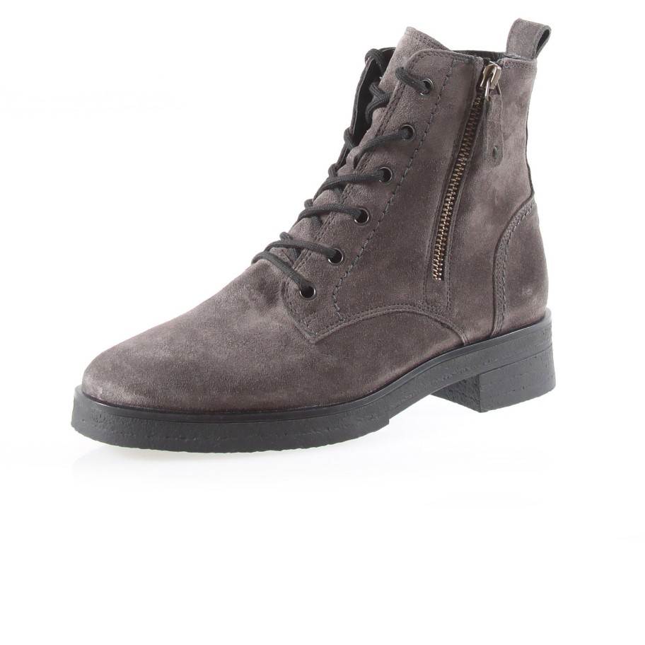 Footwear Paul Green Ankle Boots | Paul Green - 8037 Grey Suede Zip Ankle Boot