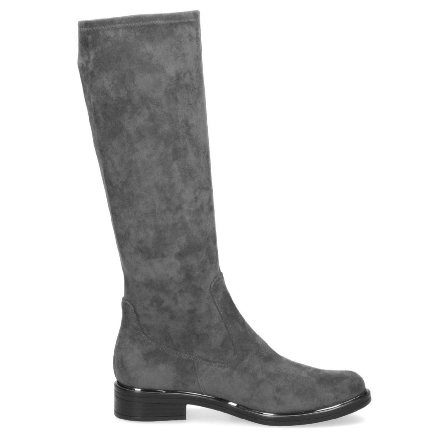 Footwear Murphys Shoes Knee High Boots | Caprice - 25512 Grey Stretch Knee High Boot