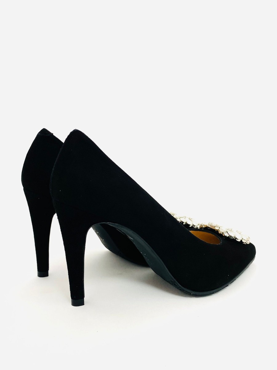 Footwear Rachel's | Rachels - Black Court Shoe With Embellishment