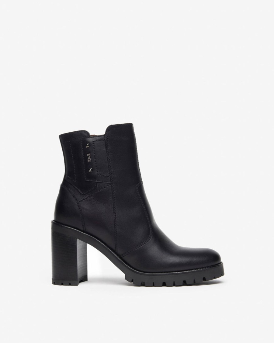 Footwear NeroGiardini Ankle Boots | Nerogiardini - I308981D Black Block Heel Ankle Boot